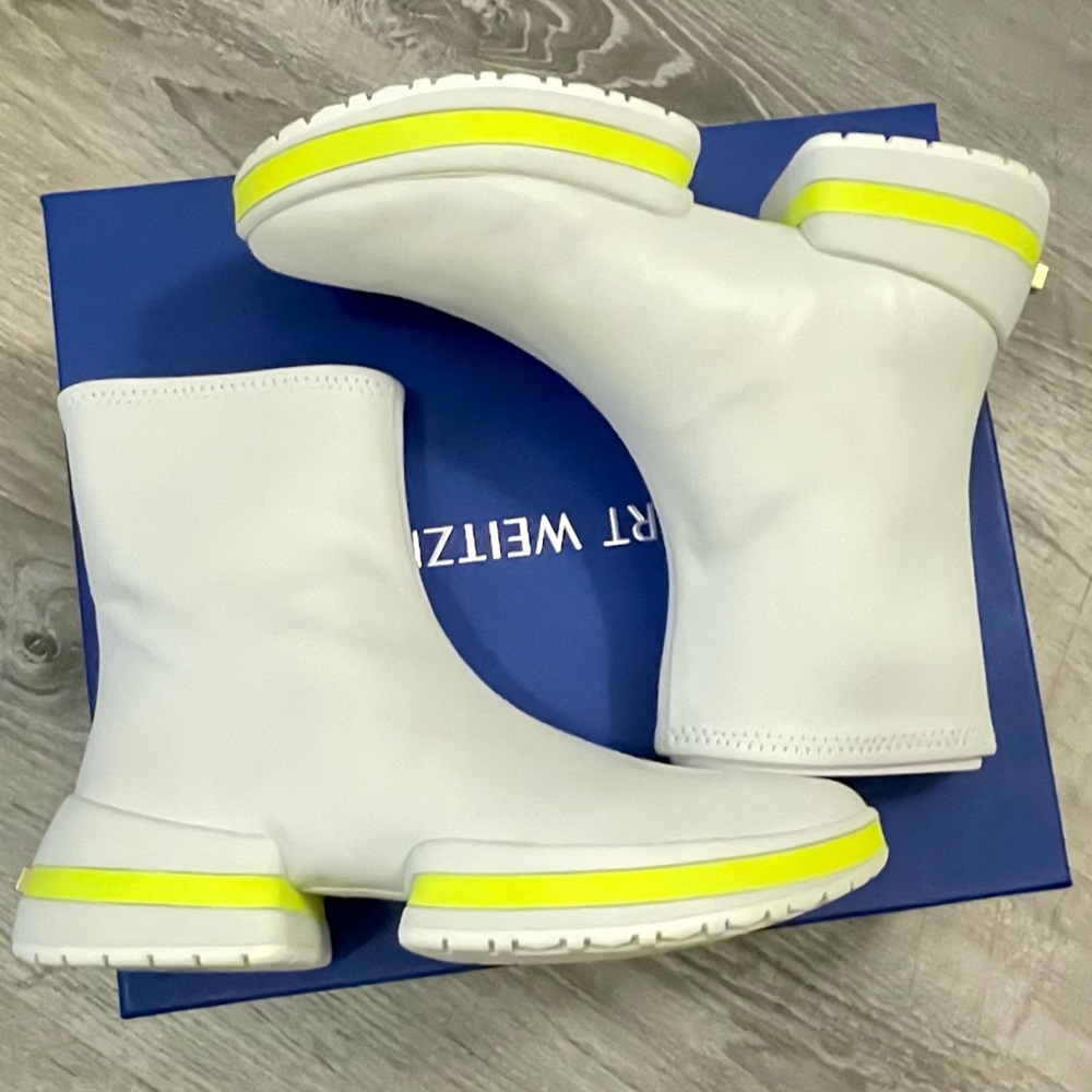 designer leather sock booties from stuart weitzman. soft, genuine leather.